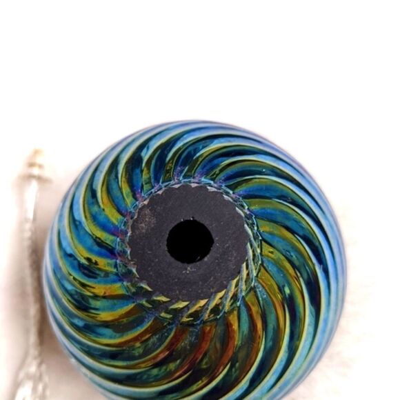 Vintage 1980's Artisan "Glass Eye Studio" Beautiful Iridescent Oil Fille… - Picture 7 of 9